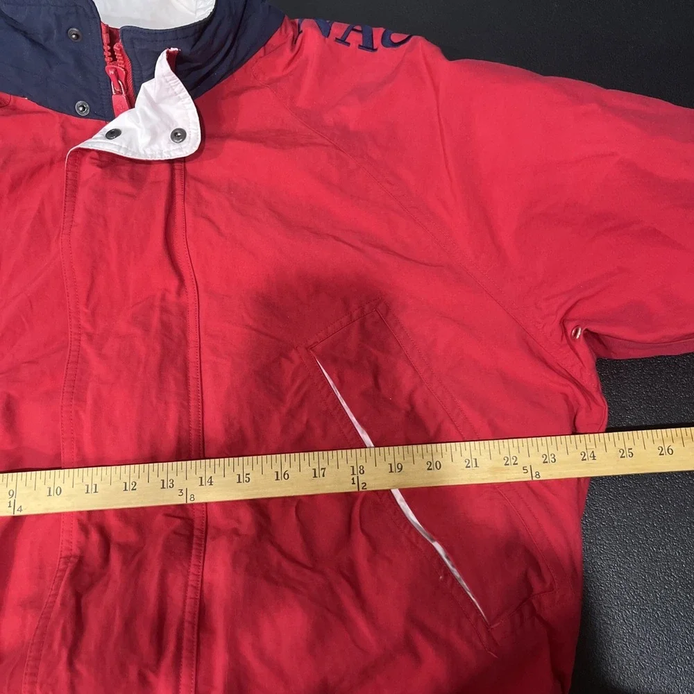 Nautica Sailing Jacket Men Large Red Challenge Vintage 90s Bomber Embroidered